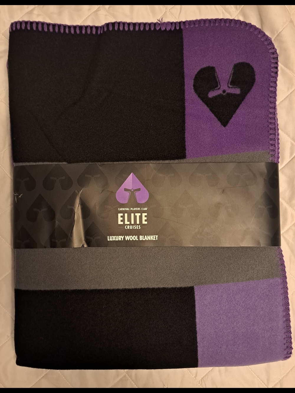 Carnival Elite Luxury Wool Blanket - Black & Purple, New